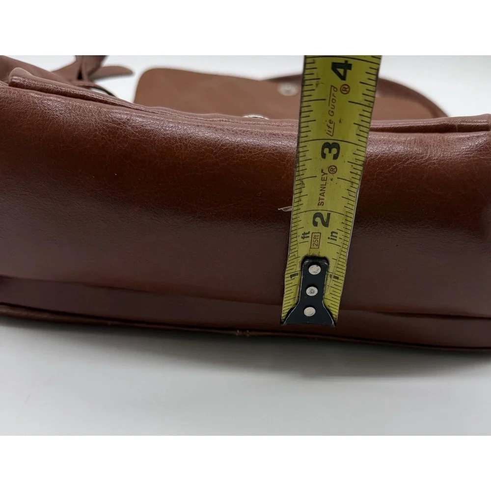 Aurielle Tan Brown Leather Organizer Medium Shoulder Bag Satchel With Wallet - Picture 9 of 11